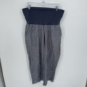 Old Navy Women's Gray Linen Blend Relaxed Full Panel Maternity Crop Pants Size M